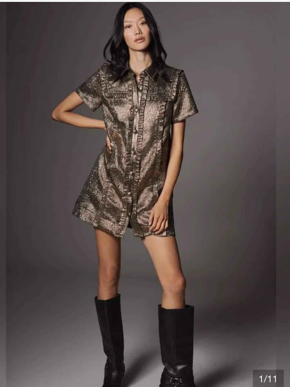 Anthropologie mini dress with FREE Melie Bianco Drew bronze purse